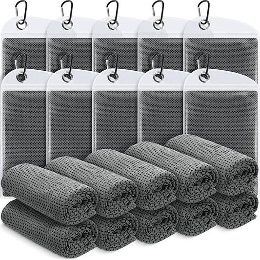 20 Pcs Cooling Towel 40" x 12" Ice Towel for Neck and Face Microfiber Chilly with Bag Breathable Yoga Gym Stay Cool Towels Sweat Rag for Workout Running Camping Pilates Beach Accessories (Dark Gray)-FlexoryFit