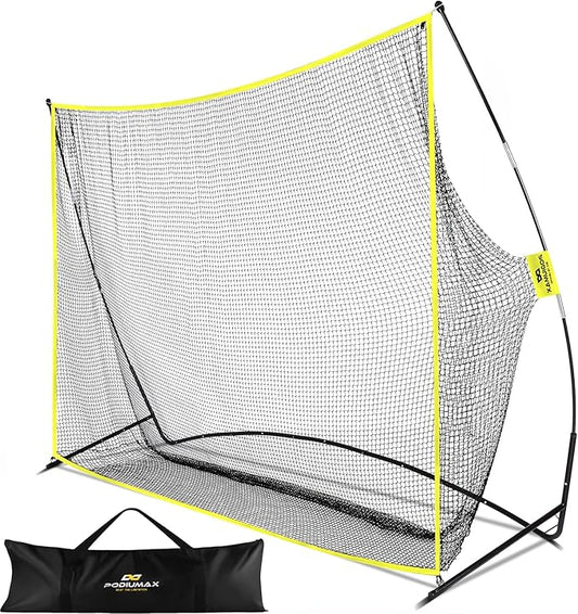 PodiuMax Golf Net, 10x7ft Golf Practice Net with Noise Reduce Silk Target Driving Real Balls, Hitting Nets for Backyard Garage, Improve Chipping Putting Pitching, Gift for Men & Golfers