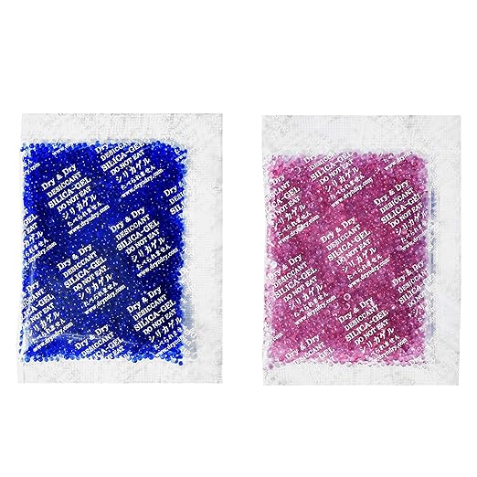 Dry & Dry Blue Indicating(blue to Pink) Silica Gel Packets Desiccant - Rechargeable Silica Packets, Silica Gel Packs (20 Gram, 7 Packets)
