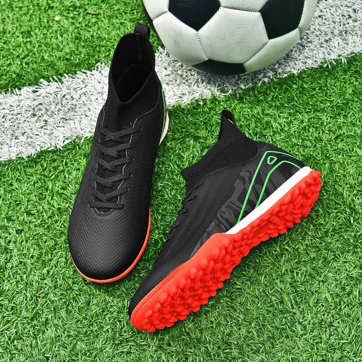 Indoor Soccer Cleats Mens Womens Turf Soccer Cleats Wide Socer Shoes FG AG TF High Ankle Football Boots