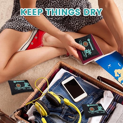 50gx6pcs Rechargeable Desiccant Packs for Storage, Color Indicating Silica Gel Packets Moisture Absorbers with Transparent Window, Reusable Dehumidifier Bags for Safe 3D Filaments Electronics