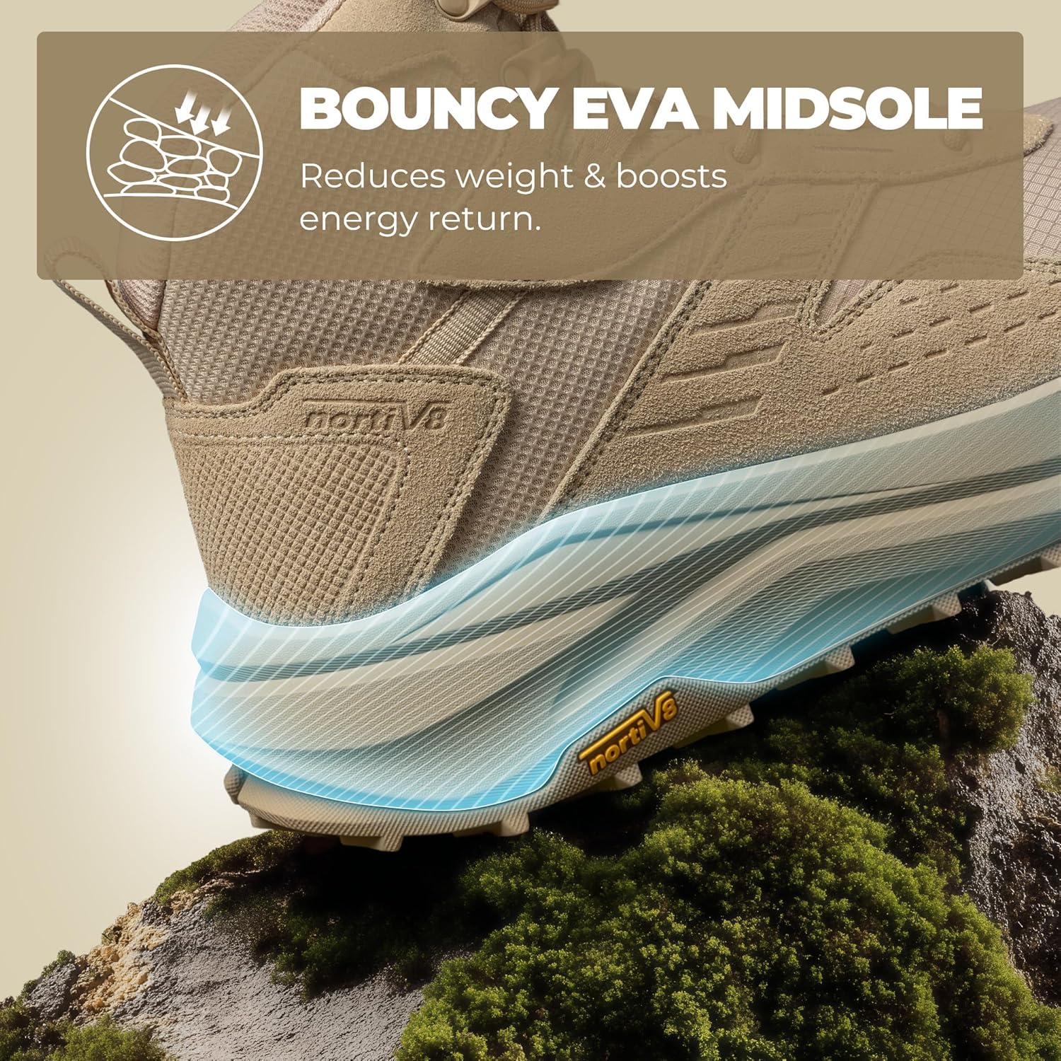 NORTIV 8 Men's Wide Toe Box Hiking Boots Low Drop Waterproof Outdoor Trekking Camping Shoes for Plantar Fasciitis Bunion Katahdin