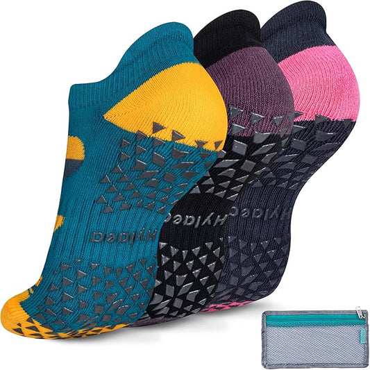 Hylaea Unisex Non Slip Socks with Grip for Yoga, Hospital, Pilates, Barre | Ankle, Cushioned-FlexoryFit