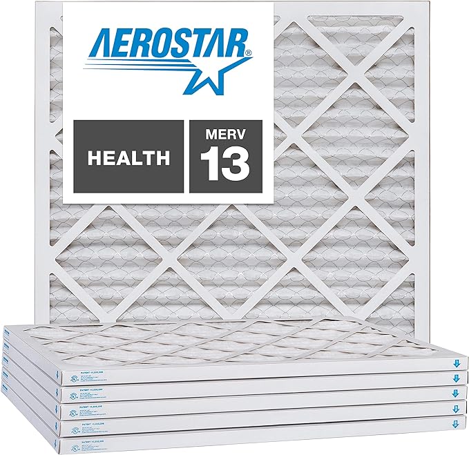 Aerostar 10x10x1 MERV 13, Pleated Air Filter, 10x10x1, Box of 4, Made in the USA