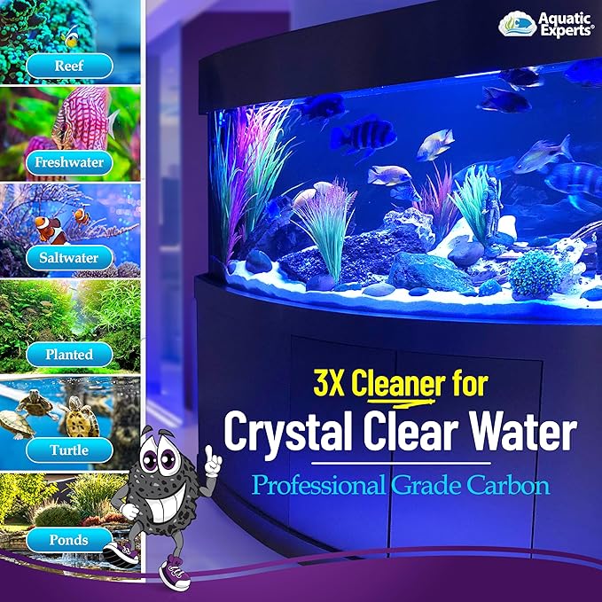 Premium Activated Carbon, Aquarium Carbon for Fish Tank Filter, Aquarium Filter Media, Granulated Charcoal for Fish Tanks, Activated Charcoal Bulk (3 lbs with Fine Mesh Bag)