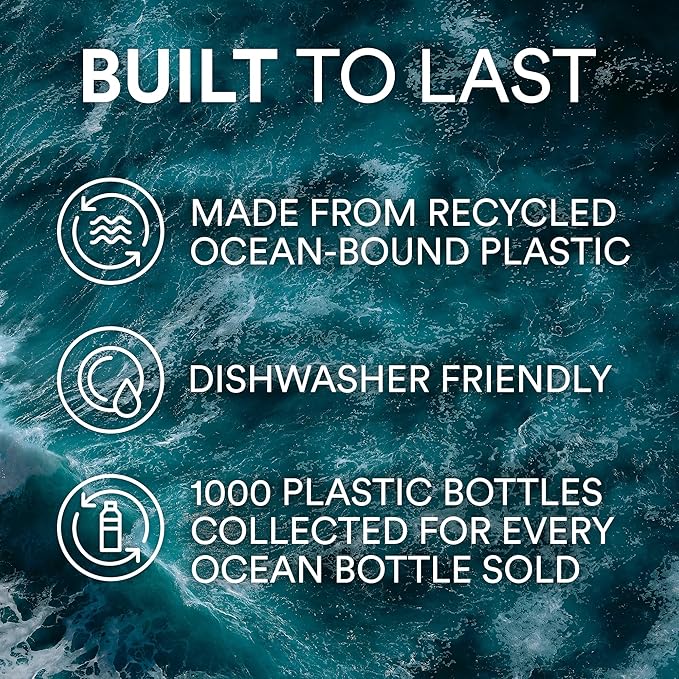 Ocean Bottle - Recycled Stainless Steel Drinks Reusable Water Bottle - Eco-Friendly & Reusable - Obsidian Black - 17 oz