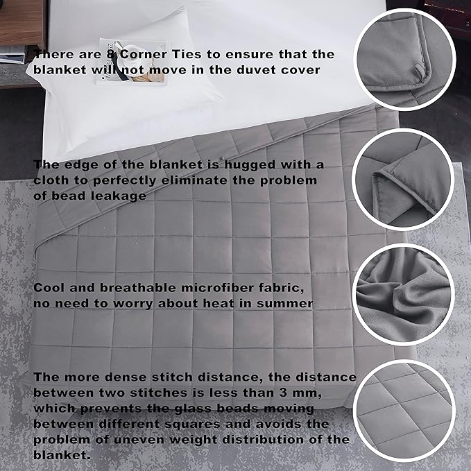 L'AGRATY Weighted Blanket - 88"x104" 30lbs Cooling Breathable Heavy Blanket Microfiber Material with Glass Beads for Adult All-Season Summer Fall Winter Soft Thick Comfort