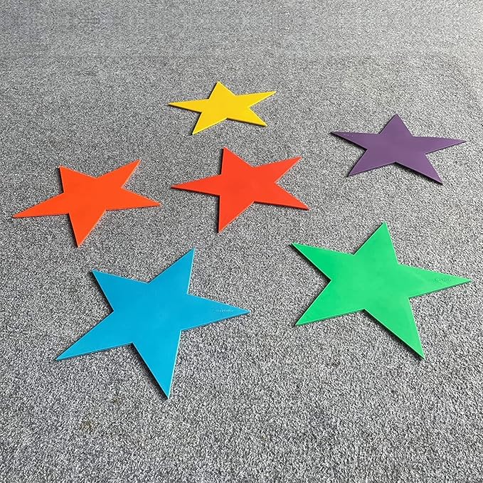12pcs Colorful Star Arrow Spot Marker Non-Slip Directional Carpet Marker for Training Agility, Kids Classroom Activity, Gym, Sport, Home (Star)-FlexoryFit