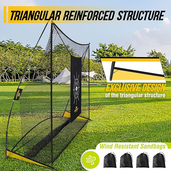 PodiuMax Golf Net, 10x7ft Golf Practice Net with Noise Reduce Silk Target Driving Real Balls, Hitting Nets for Backyard Garage, Improve Chipping Putting Pitching, Gift for Men & Golfers