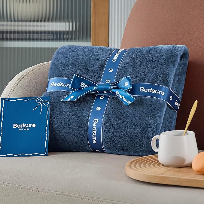Bedsure Fleece Bed Blankets Full Size Mineral Blue - Soft Lightweight Plush Fuzzy Cozy Luxury Blanket Microfiber, 84x90 inches