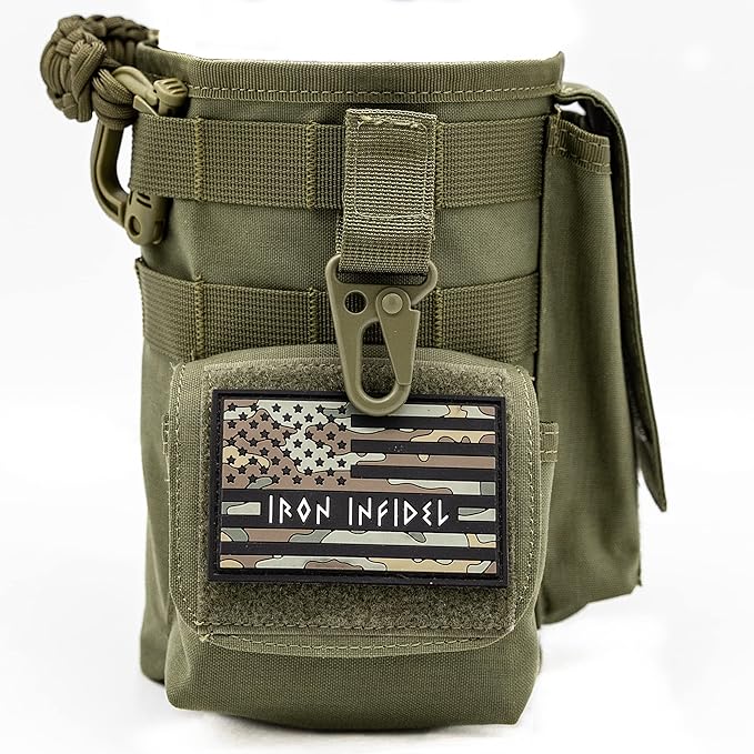 Iron InfideI Battle Bottle Sleeve - 64 oz and 32 oz Water Bottle Sleeve Only for Half Gallon 1L Steel Water Bottle | Rugged Cover with Molle for Versatile Design with Storage for Phone, Wallet & Keys-FlexoryFit