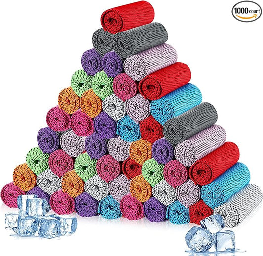 Maitys 1000 Pcs Cooling Towel Bulk, 32 x 12 Inch Microfiber Ice Towel for Neck and Face Cold Soft Breathable Sport Neck Wraps for Hot Weather Athletes Gym Yoga Camping Workout-FlexoryFit