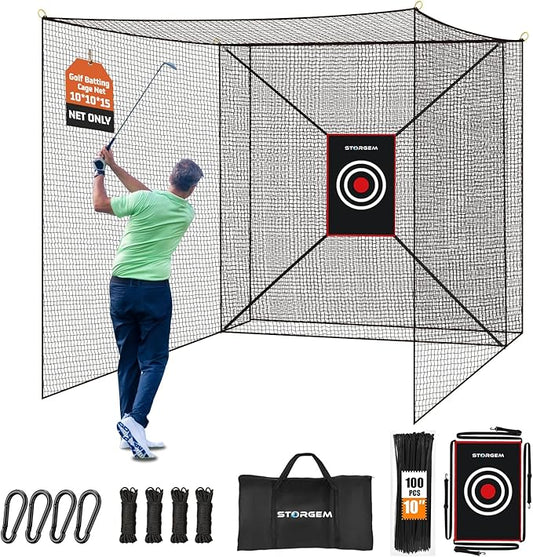 Storgem Golf Batting Cage Net with Extra Striking Net, Net Only, Heavy Duty Golf Hitting Practice Net, Backyard Batting Cage for Sports Training