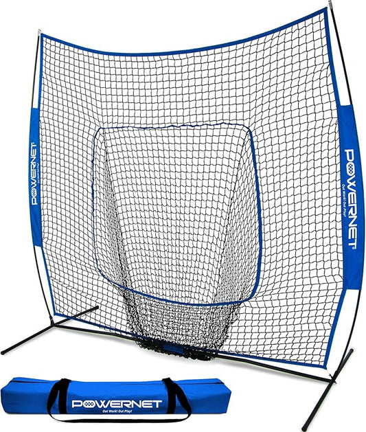PowerNet Baseball Softball Practice Net 7x7 with Baseball Accessories for Practice Pitching, Batting & Fielding, Ball Caddy, Weighted Baseballs, Tee