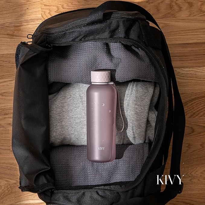 KIVY Lightweight Tritan Water Bottle 22oz [Leakproof & Shatterproof] Slim 22 oz Water Bottle screw top - Reusable water bottle no straw - Cute water bottle slim - Aesthetic water bottles