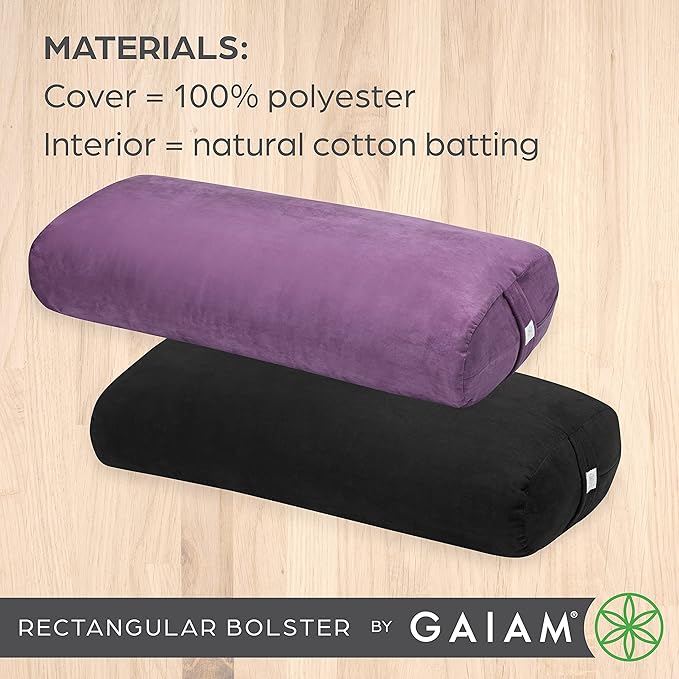 Gaiam Yoga Bolster - Long, Rectangular Meditation Pillow - Supportive Cushion for Restorative Yoga and Sitting on the Floor - Built-In Carrying Handle - Machine Washable Cover'-FlexoryFit