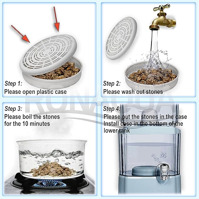 Alkaline Mineral Stone Case Replacement for Water Filter Systems WELL-MATCHED with MS-1, TWS-01 and AQ-107 Filters (Set of 4)