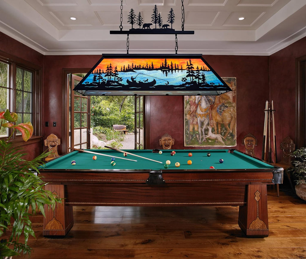 TOCHIC Vintage Pool Table Light, 6-Light Rustic Tiffany Style Fishing Billiard Hanging Light Fixture for Billiards Table Game Room Man Cave, Farmhouse Kitchen Island Dining Room Chandelier Lighting