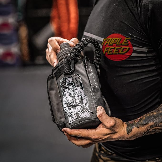 Iron Infidel Battle Bottle - Half Gallon Water Bottle Insulated, 64 oz Stainless Steel Water Jug with Handle - Gym Water Bottle for Men with Rugged Sleeve for Storage (Earned, Not Given 2 Liter)-FlexoryFit