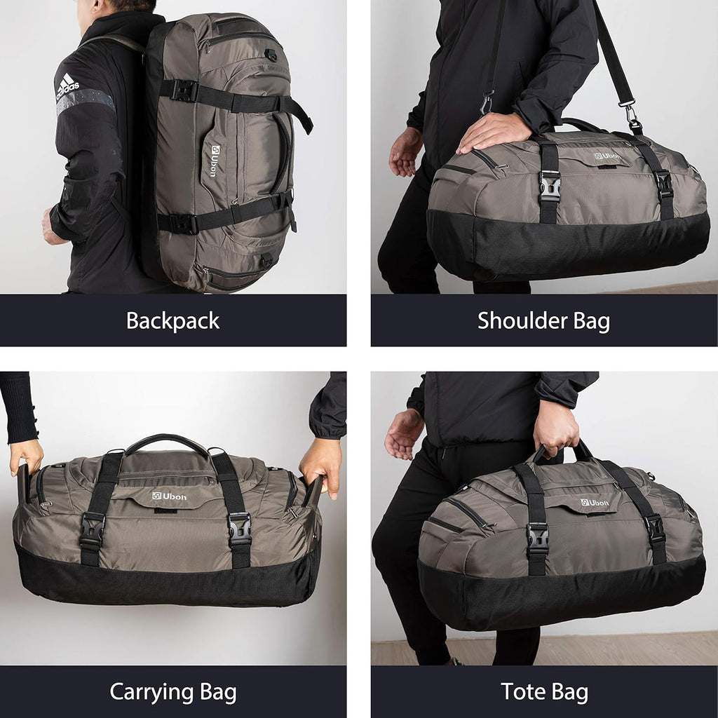 Ubon Large Duffel Bag Weekender Bags with Shoe Compartments 4-Way Sports Gym Backpack with Padded Straps Camping Traveling Duffle Bag