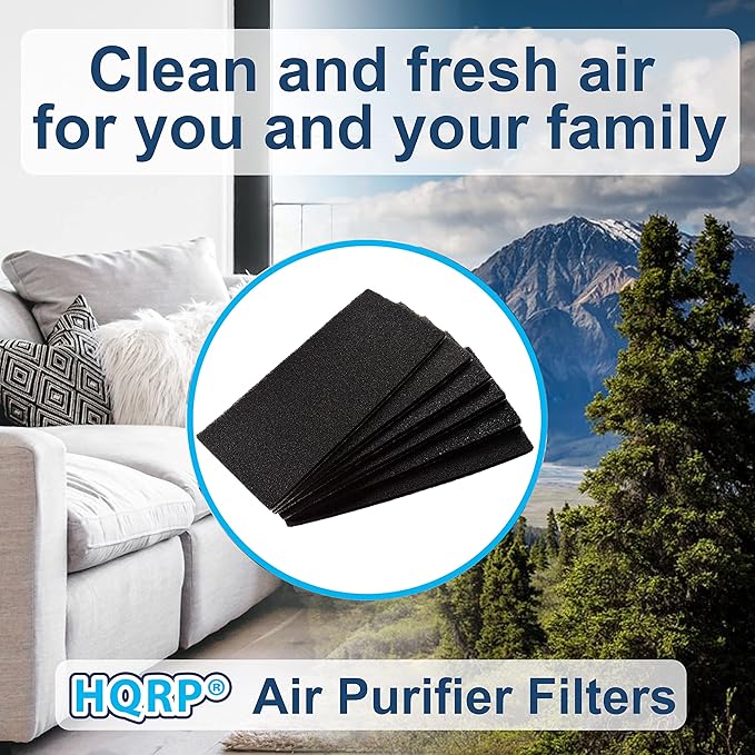 HQRP 6-Pack Full Size Activated Carbon Filters compatible with Hamilton Beach 04383, 04384, 04386 True Air Room Odor Eliminator