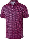 Obla Mens Golf Polo Shirts Short Sleeve Dry Fit Performance Moisture Wicking Casual Print Collared Golf Shirts for Men