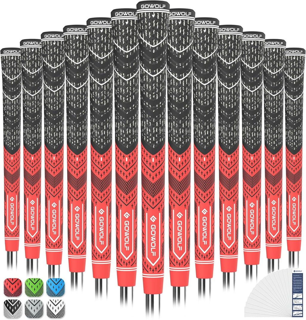 Gowolf Golf Grip Cord Rubber Multi-compound Golf Driver Irons Club Choose 13 Grips with 15pcs Tapes Or Full Kit choose one