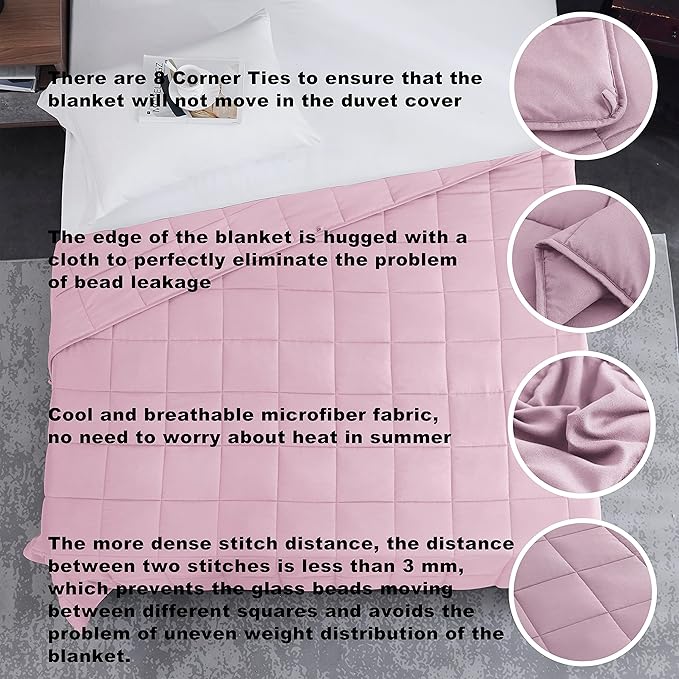 L'AGRATY Weighted Blanket - 88"x104" 30lbs Cooling Breathable Heavy Blanket Microfiber Material with Glass Beads for Adult All-Season Summer Fall Winter Soft Thick Comfort