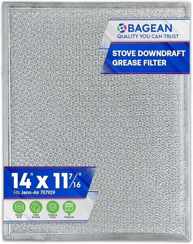 Bagean Downdraft Stovetop Filter Replacement 14” x 11.4” 707929 Compatible with Jenn Air Filter Downdraft - Grease Cooktop Screen Fits Jenair Stove Filters - Blocks Grease & Protecting the Oven (1-Pk)