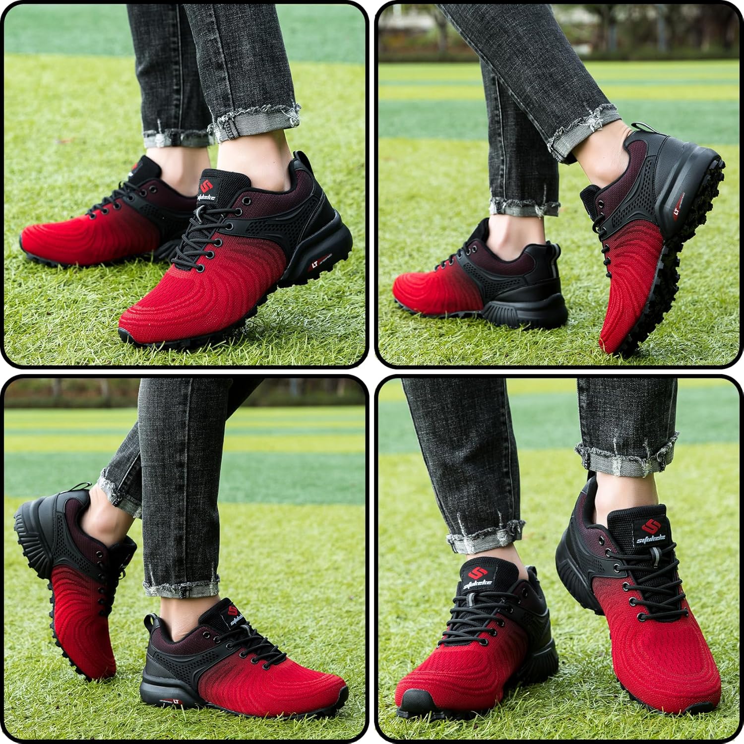 Men's Trail Running Shoes Lightweight Breathable Walking Hiking Sneakers Outdoor Athletic Tennis Cross Training Shoes