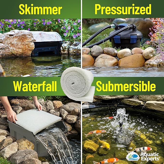 Classic Koi Pond Filter Pad FINE - White Bulk Roll Pond Filter Media, Ultra-Durable Pond Filters for Outdoor Ponds, Reusable Fish Pond Filter Material, USA, Aquatic Experts (3/4" - 1" x 14" x 56")