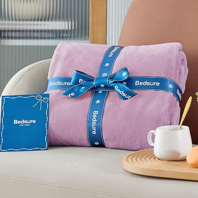 Bedsure Fleece Throw Blanket for Couch Lilac - Lightweight Plush Fuzzy Cozy Soft Blankets and Throws for Sofa, 50x60 inches