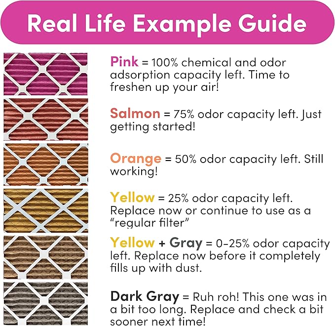 Colorfil 20x30x1 Air Filter (6-Pack) | Made in the USA | Color Changing | Remove Cat and Dog Odor | MERV 8 for Pet Hair Dander and Dust | 19.75"x29.75"x0.75" Exact Size