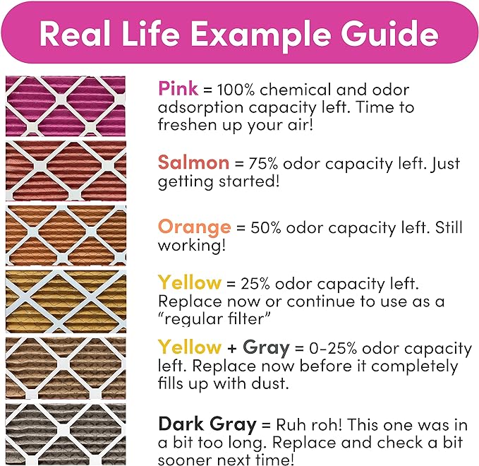 Colorfil 20x30x1 Air Filter (4-Pack) | Made in the USA | Color Changing | Remove Cat and Dog Odor | MERV 8 for Pet Hair Dander and Dust | 19.75"x29.75"x0.75" Exact Size