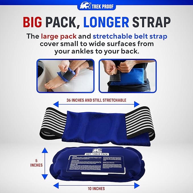 Ice Packs for Injuries Reusable (3-Piece Set) – Hot and Cold Ice Pack Therapy Gel Wrap Support – Supports Recovery, Joint and Muscle Pain – Knees, Back & More (3 Piece Set - Classic)-FlexoryFit