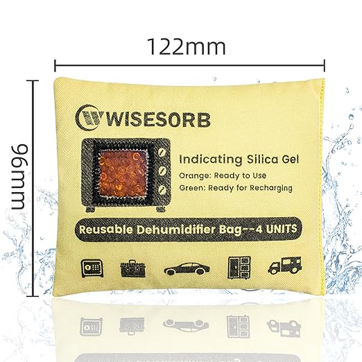 Rechargeable Gun Safe Dehumidifier, 3 Packs 4U Indicating Desiccant Packs with Transparent Window for Storage Reusable Silica Gel Packets Moisture Absorbers Safe Dehumidifier