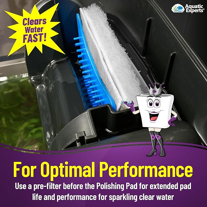 Aquatic Experts Aquarium Polishing Filter Pad, Water Polishing Pad for Aquarium Filters, Filter Floss for Fish Tank Filters, (100 Micron, 24" x 36" - 4 Pack)