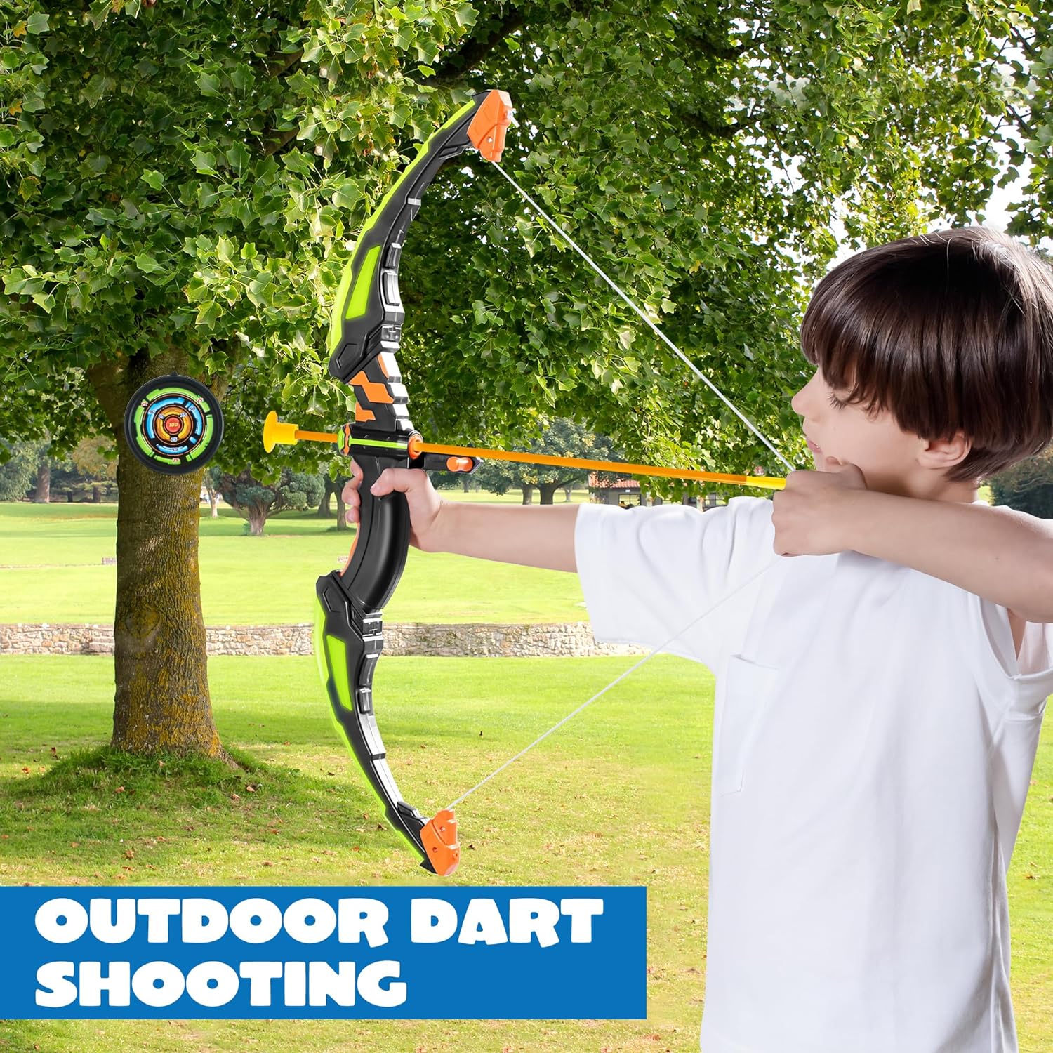 JOYIN Kids Bow and Arrow Set with LED Flash Lights, Outdoor Archery Set Toy Gift for Boys and Girls Ages 6-12 with Suction Cup Arrows, Target & Arrow Case, Great Birthday Gift for Kids/Children