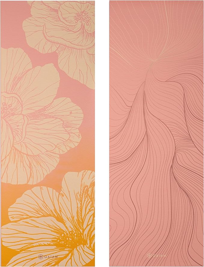 Gaiam Yoga Mat - Premium 6mm Print Reversible Extra Thick Non Slip Exercise & Fitness Mat for All Types of Yoga, Pilates & Floor Workouts (68" x 24" x 6mm Thick)-FlexoryFit