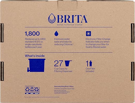 Brita UltraMax Large Water Dispenser with 1 BritaPlus Filter, 27 Cup, White (Package May Vary)