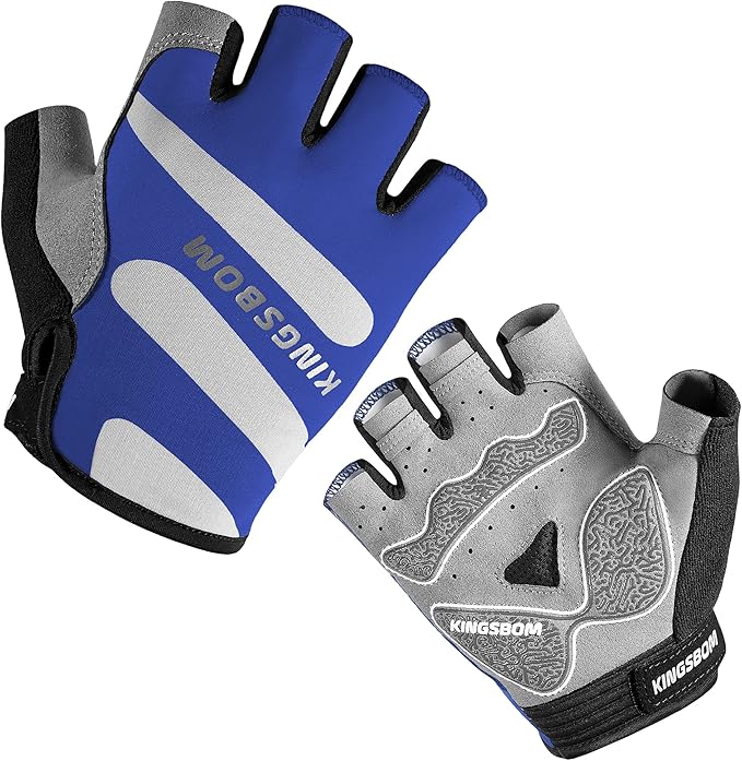 KINGSBOM Breathable Cycling Gloves, Shock-Absorbing Bike Gloves with Light Silicone Gel Pad, Anti-Slip Bicycle Gloves for Men and Women-FlexoryFit