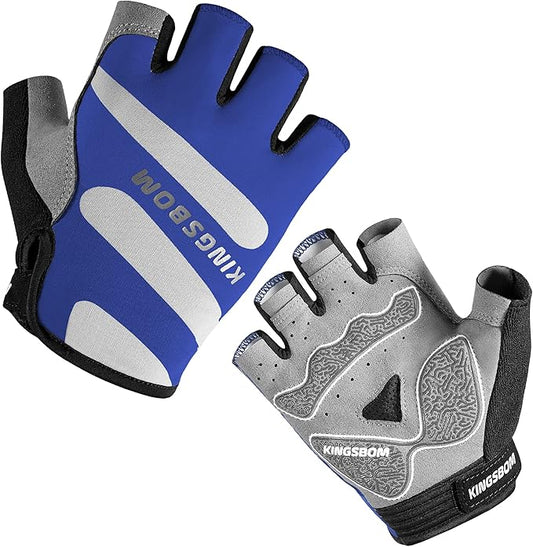 KINGSBOM Breathable Cycling Gloves, Shock-Absorbing Bike Gloves with Light Silicone Gel Pad, Anti-Slip Bicycle Gloves for Men and Women-FlexoryFit
