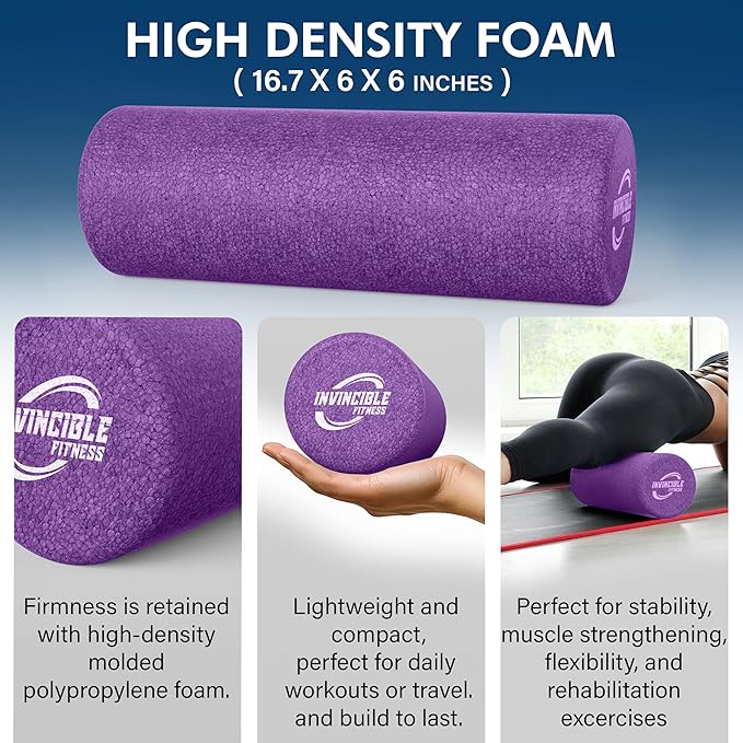 Invincible Fitness EPP Foam Roller for Deep Tissue Massage – Enhance Recovery, Relieve Pain, and Boost Mobility for a Stronger, Healthier You (Purple)-FlexoryFit
