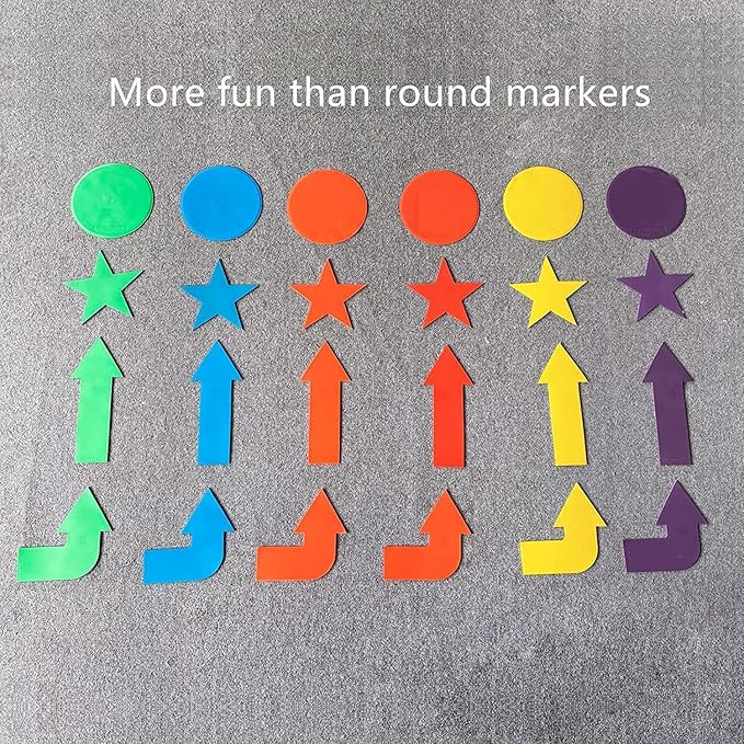 12pcs Colorful Star Arrow Spot Marker Non-Slip Directional Carpet Marker for Training Agility, Kids Classroom Activity, Gym, Sport, Home (Star)-FlexoryFit