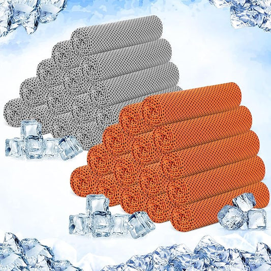 Hosuly 30 Pack Cooling Towels, 40"x12" Ice Breathable Soft Chilly Sweat Rag Microfiber Workout Rags for Gym Cooling Towels for Neck and Face for Yoga Golf Sport Running-FlexoryFit