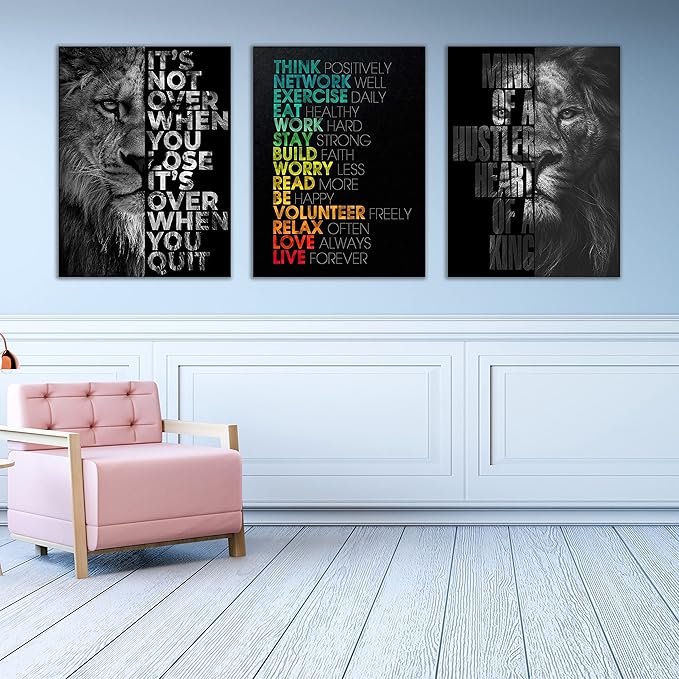 Motivational Canvas Painting Wall Art Execution Grind Hustle Inspirational Wall Art Success Entrepreneur Poster Positive Quotes Wall Poster Framed for Home Office Wall Decor[48''Wx 24''H]-FlexoryFit