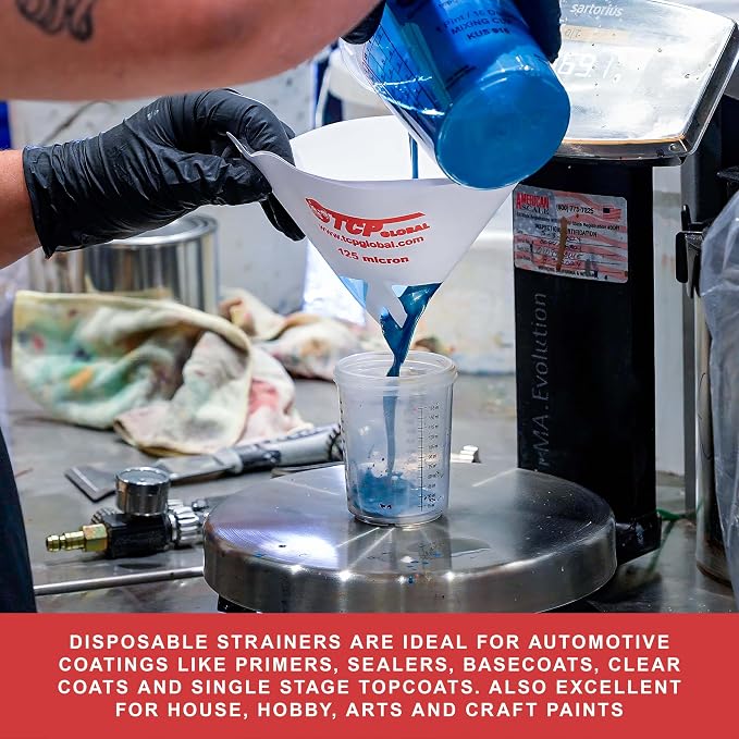 TCP Global - 125 Micron Filter Tips Ultra-Fine Paint Strainer - Pure Blue Nylon - Image 5