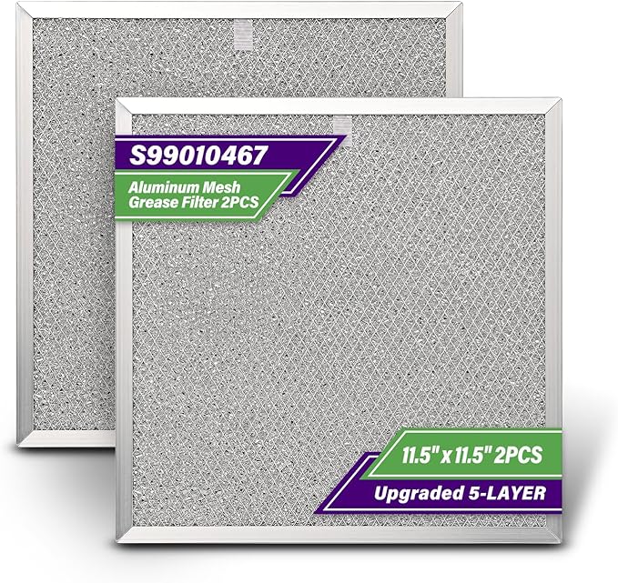 [2PCS] S99010467 99010467 Range Hood Aluminum Mesh Grease Filter Replacement 11-1/2 X 11-1/2 X 3/8 Inches.