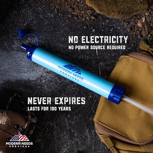 Ready Filter Personal Water Filter Straw | Backpacking Water Filter for Hiking & Camping | Portable Water Purifier Camping | Emergency Survival Gear & Camping Survival Kit | 4 Pack