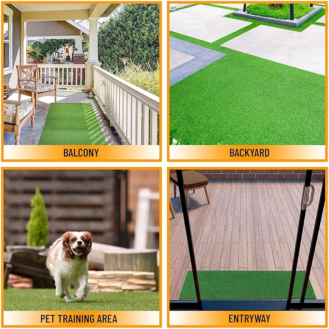 Ottomanson Artificial Turf Golf Hitting Mat 3' x 6' Indoor/Outdoor Waterproof Synthetic Fake Grass for Putting Practice Baseball Football Sports Gym Backyard, Custom Size 2' up to 30' (Pack of 2)